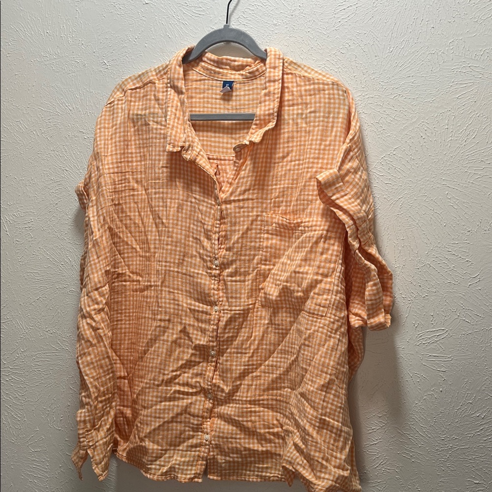 Old Navy Peach Checkered Shirt